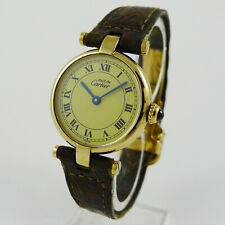 Must de Cartier Ronde Vendôme Vermeil Damenarmbanduhr Ref. 1851 Silber vergoldet