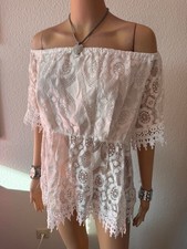Boho Hippe Tunika, transparent, Häkelmuster, weiß, Gr. XL, neu ungetragen