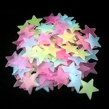 100 LEUCHTSTERNE BUNT Nachleuchtend Wandtattoo Sterne Kinderzimmer Stars 3cm