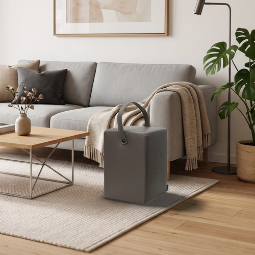 Hocker linus taupe aus echtem - hocker,