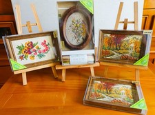 Gobelin Bilder zum Sticken und Schenken mit echtem Holzrahmen 4 Stück UVP