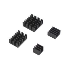 Aluminium Kühlkörper Kit in Schwarz für Raspberry Pi 4 4tlg.Set inkl. Klebefolie