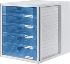 HAN Schubladenbox 5 Schubladen 1450-64 lichtgrau / transluzent-blau - 2. Wahl
