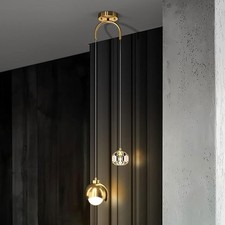 Kristallglas Pendelleuchte Gold 153cm 2-flammig E27 Dimmbar G9 Hängeleuchte NEU*