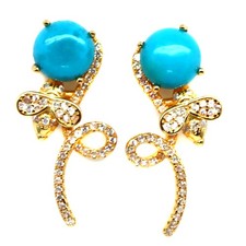 925 Sterlingsilber 8 Mm. Blau Türkis & Cubic Zirkonia Geburtsstein Ohrstecker