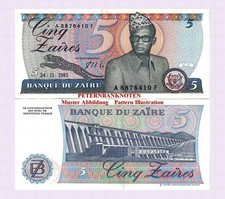 ZAIRE  5 Zaires 1985 Unc  P 26
