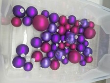 Weihnachtskugeln Christbaumkugeln Baumschmuck - Konvolut - lila violett 48 Stück