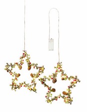 2x Metall Stern Weihnachtsstern LED Fenster Weihnachtsdeko beleuchtet hängend