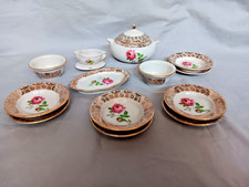 altes Puppenservice Puppenstube Service Speisegeschirr Goldmalerei Rosen