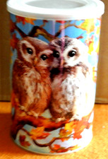 Runde Kaffeedose Sammeldose Eulen und Eichhörnchen Höhe ca. 13,5 cm