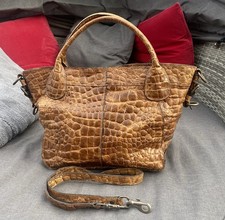Liebeskind Berlin Echt Leder Damen Tasche Kroko Prägung Braun