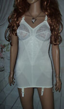 Strammes VINTAGE Mieder Spitzen Straps Korselett 80 B weiß Corselette neu  (r70)