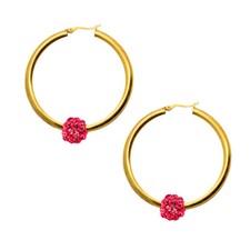 Shamballa Ohrringe Creolen Damen Mädchen Schmuck Kugel Strass Stahl