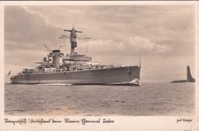 AK / Postkarte Panzerschiff Deutschland passiert Laboe 1937 Kriegsmarine 2. WK