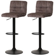 B-Ware 2er-Set Barhocker MCW-G87, Barstuhl, drehbar Chenille 465g/m², braun