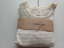 Neu 2 Langarmshirts Dilling Merino/Seide Mädchen Junge Gr.110-116 weiß Streifen