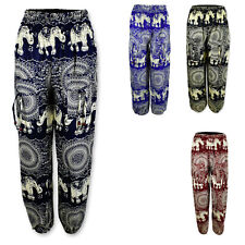 Damen Sommerhose Hose Haremshose Pumphose Aladinhose Ethno Elefanten Print 