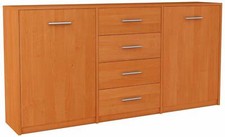 MATKAM Kommode, B177 x H75 x T35 cm, 4 Schubladen und 2 Fächer mit Türen, (Erle)