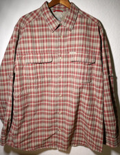 ❤️COLUMBIA ROT-BEIGE KLEINKARIERTES LANGARM HEMD GRÖßE XXL TREKKING-HEMD OUTDOOR