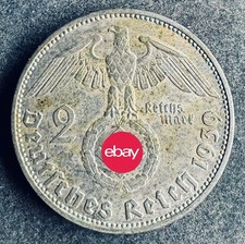 2 Reichsmark 1939 J Drittes Reich Hindenburg 8 g .625 Silber KM#93 K221125G