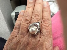 Ring 925 Sterlingsilber Größe 18 mit Muschelkernperle Weiß NEU