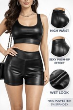 Sexy Damen Wet Look Shorts