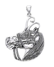 Peter Stone 925 Silber Wikinger Kriegerpferd Anhänger Krafttier Pferd  Lederband