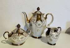 Bareuther Bavaria Sehr schöne alte Kaffeekanne + Milch und Zucker - Rosendekor