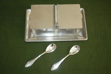 WMF Marmel.dose Glas Cromargan Bauhaus Des.: Wilhelm Wagenfeld Tablett, 2 Löffel