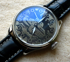 Armbanduhr 44mm Edelstahl Zifferblatt Handmade Kampfpanzer Handaufzug 6497