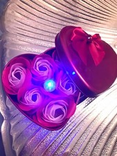 Rote Seifenrosen in Herzform rote Dose mit Blaulicht Geschenk für Sie, Freundin, 