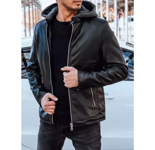 Kunstlederjacke mit kapuze - kunstlederjacke,