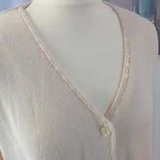 Weste beige Gr. L 44 46 Perlen Verzierung von Chico