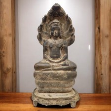 Bronze Buddha Figur Metall Statue Tempel Skulptur Deko Thai Asiatisch Aufsteller