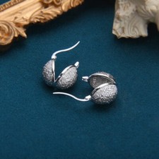 L37 Ohrringe Nuss-Schale Sterling Silber 925