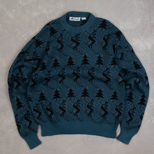 Vintage ski gemusterter - vintage,