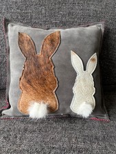 Echt-Leder Kissen grau/ rot