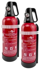 2x Aluminium-Pulverfeuerlöscher 2 kg ABC mit 4 LE KFZ mit Manometer + Halterung 