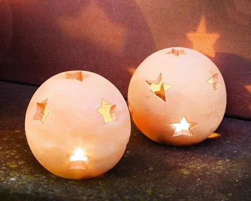 Terrakotta kugel sterne 2er - "sterne",