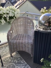  Schöner Rattansessel  in der Farbe  vintage weiß-grau neuwertig