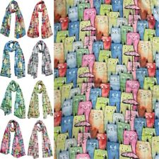 Damen Schal Katzen Tuch Stola 20% Seide Halstuch  Kopftuch Gross 180x70 E3350