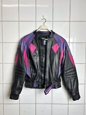 Vintage Uvex Motorrad Lederjacke 80er Schwarz Pink - Neu, Ungetragen - Damen
