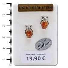 Natur Bernstein Ohrringe Ohrstecker 'Eule' cognac modern 90392
