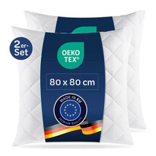 Kopfkissen Set 80x80 cm Microfaser Stepp Kissen 2er Allergiker 95°C ÖKO-TEX