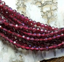 😏 Granat facettierte Kugeln 3 mm Edelsteinperlen Saatperlen Strang f. Kette 😉