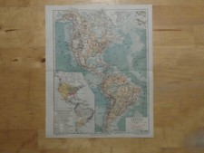 Orig.(1908) Lithographie Landkarte Amerika (N14E)