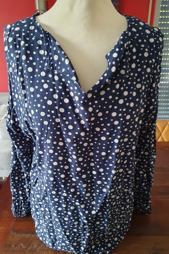 Bluse xl dunkelblau punkte - bluse,
