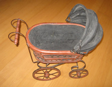 schöner antiker Puppenwagen Holz/Metall L42 x B23 x H38 cm Vintage Deko Sammler