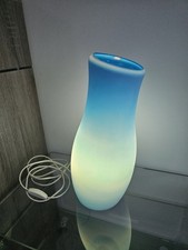 große Ikea Mylonit Glas Lampe Blau - Selten Rar Tischleuchte Tischlampe Leuchte
