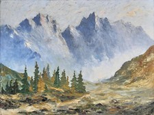 Gemälde: Georg Kiste, Wettersteingebirge, Ölbild, signiert, 60x80 cm, München